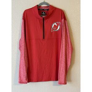 Men's 3XL NWOT New‎ Jersey Devils Fanatics Half Zip Pullover Jacket Red